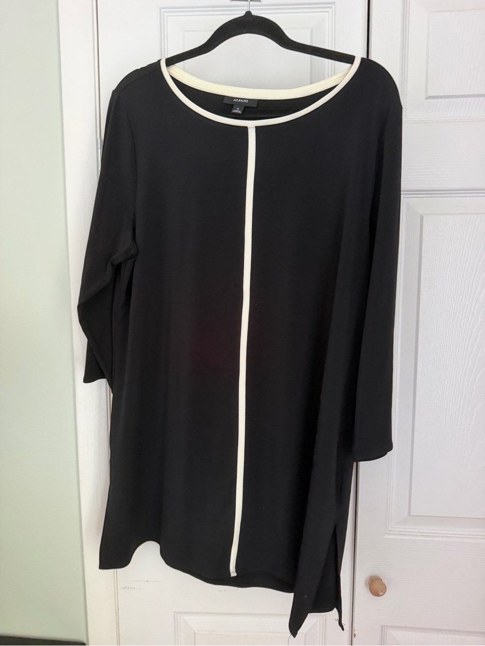Alfani Black Tunic with Cream Piping